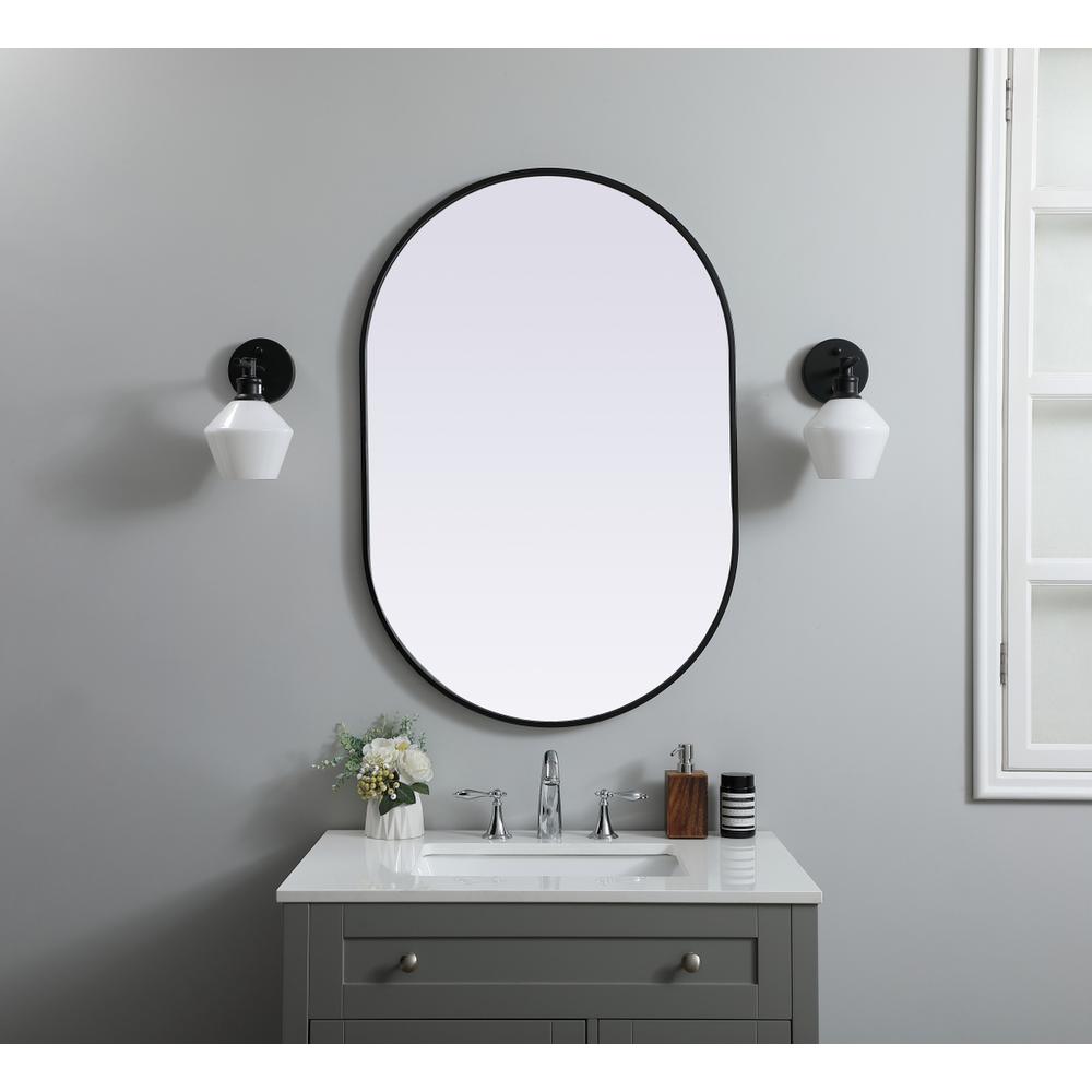 Metal Frame Oval Mirror 27x40 Inch in Black. Picture 11
