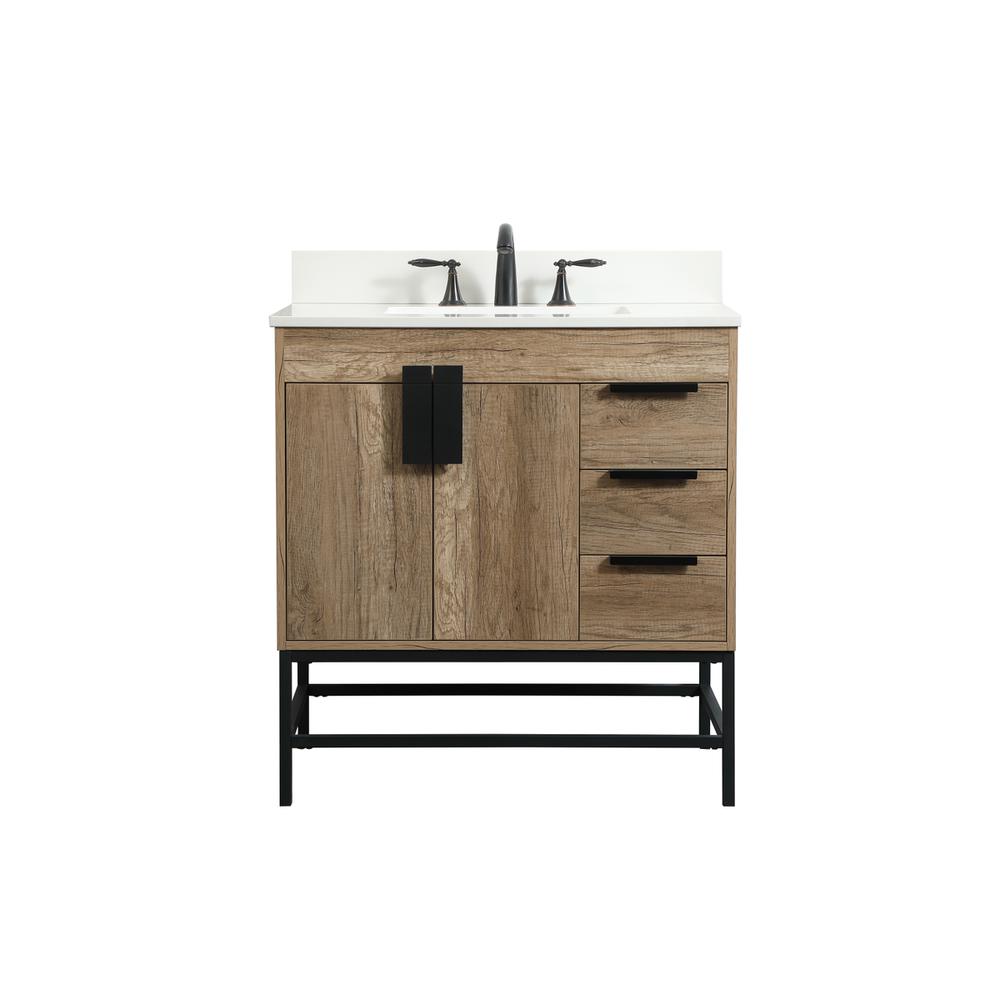 32 inch Single bathroom vanity in natural oak with backsplash. Picture 1