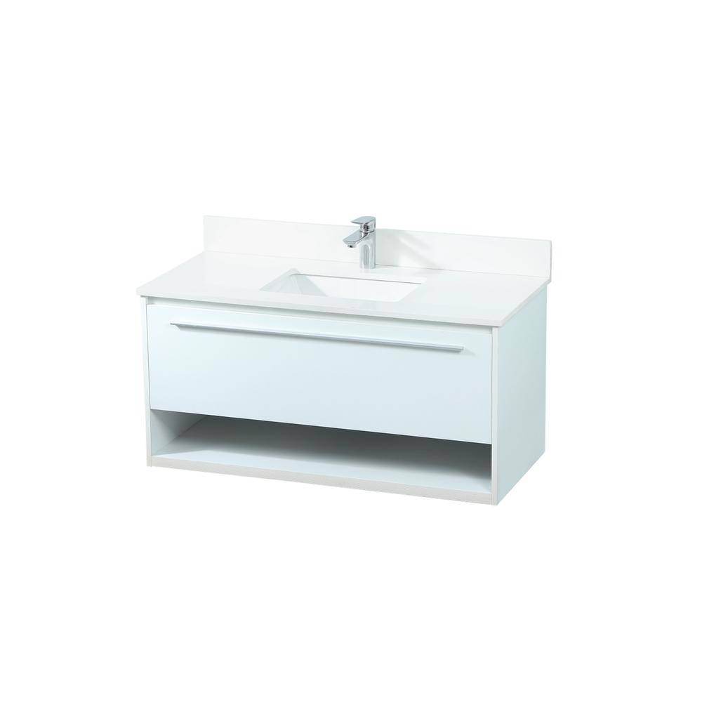 40 inch Single bathroom vanity in white with backsplash. Picture 8