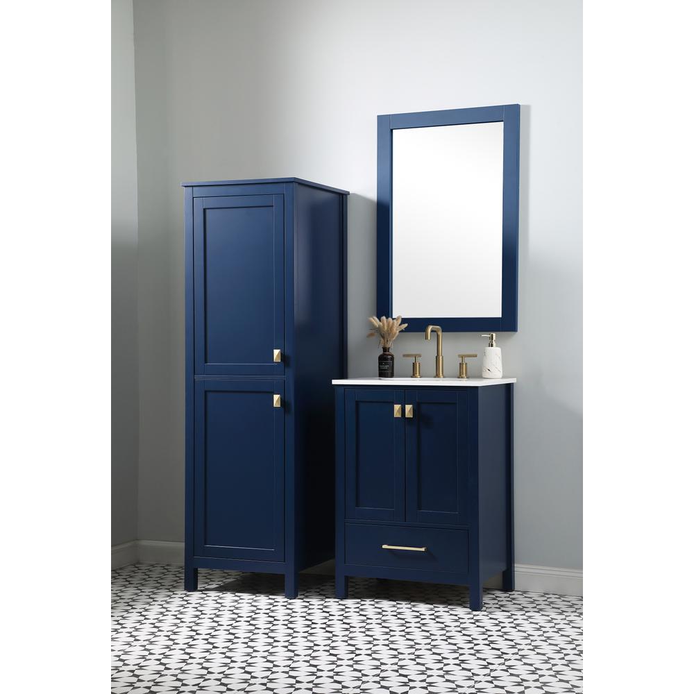 20 Inch Wide Bathroom Linen Storage Freestanding Cabinet In Blue. Picture 9