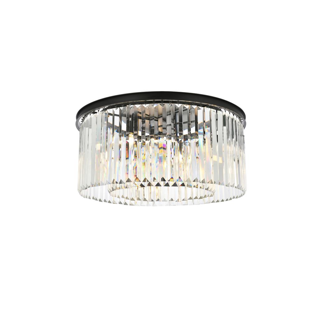 Sydney 8 light Matte Black Flush Mount Clear Royal Cut Crystal. Picture 1