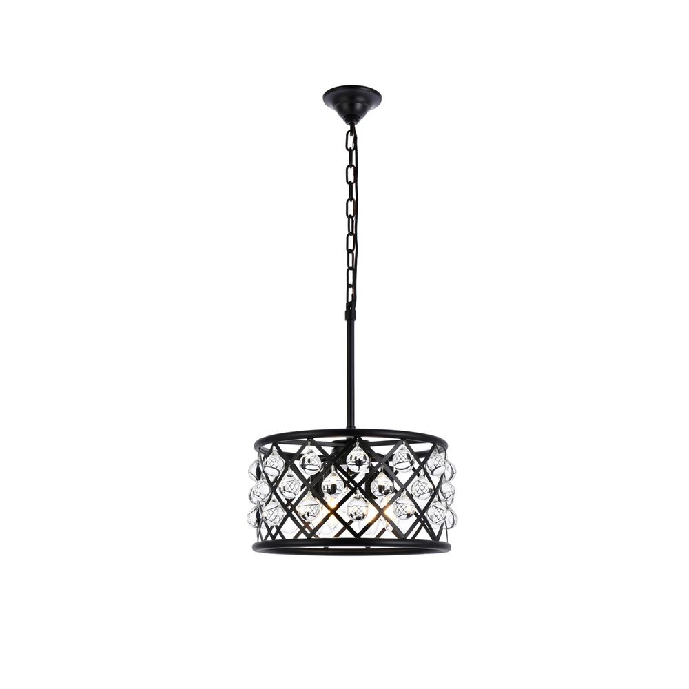 Madison 4 light Matte Black Pendant Clear Royal Cut Crystal. Picture 1