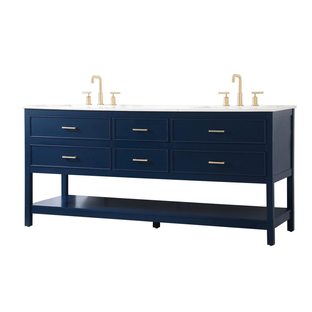 72 inch double bathroom vanity in blue. Picture 7