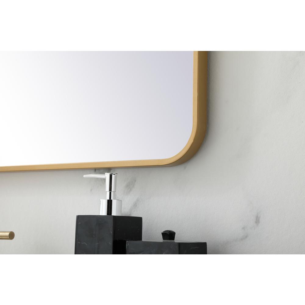 Soft corner metal rectangular mirror 30x36 inch in Brass. Picture 4
