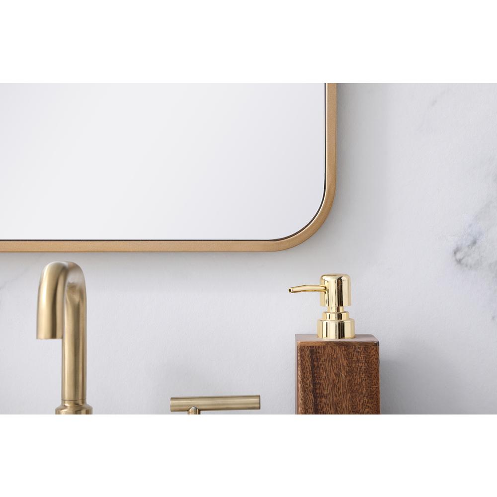 Soft corner metal rectangular mirror 18x36 inch in Brass. Picture 3