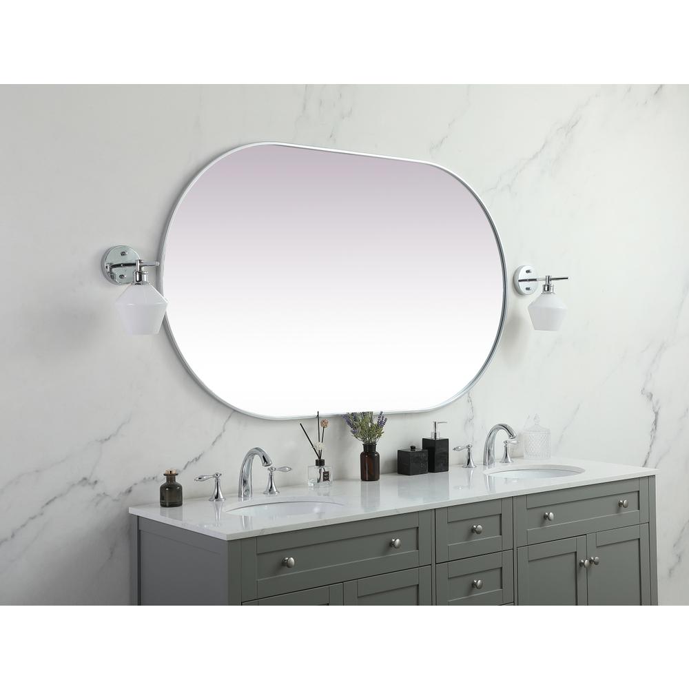 Metal Frame Oval Mirror 36x60 Inch in Silver. Picture 2