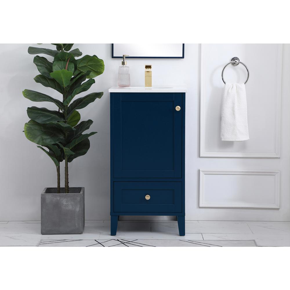 18 inch Single Bathroom Vanity in Blue. Picture 14
