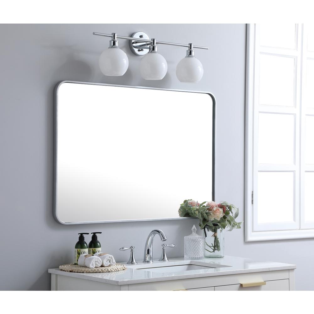 Soft corner metal rectangular mirror 27x40 inch in Silver. Picture 2