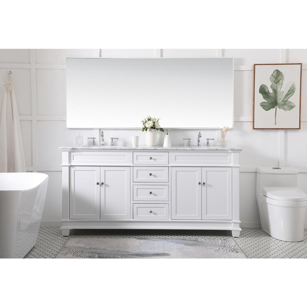 72 inch Double Bathroom Vanity set in White. Picture 4