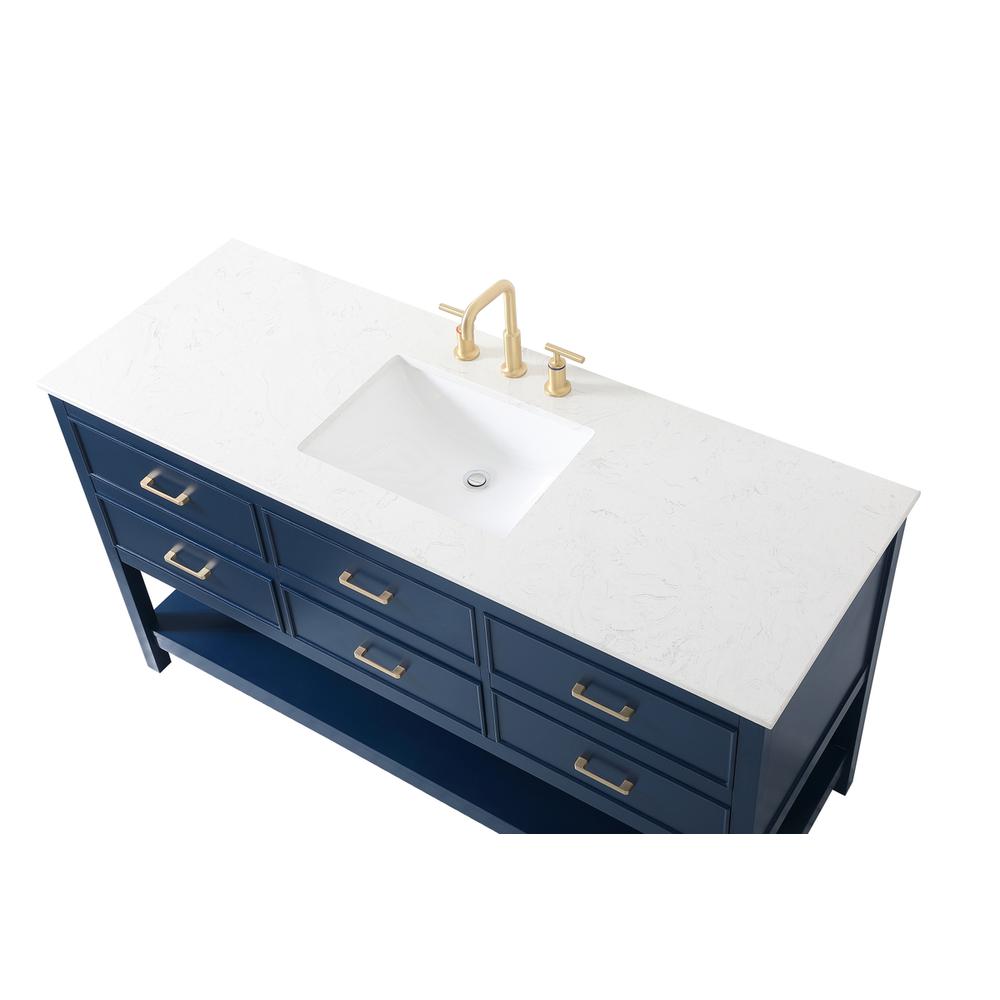 60 inch Single bathroom vanity in blue. Picture 10