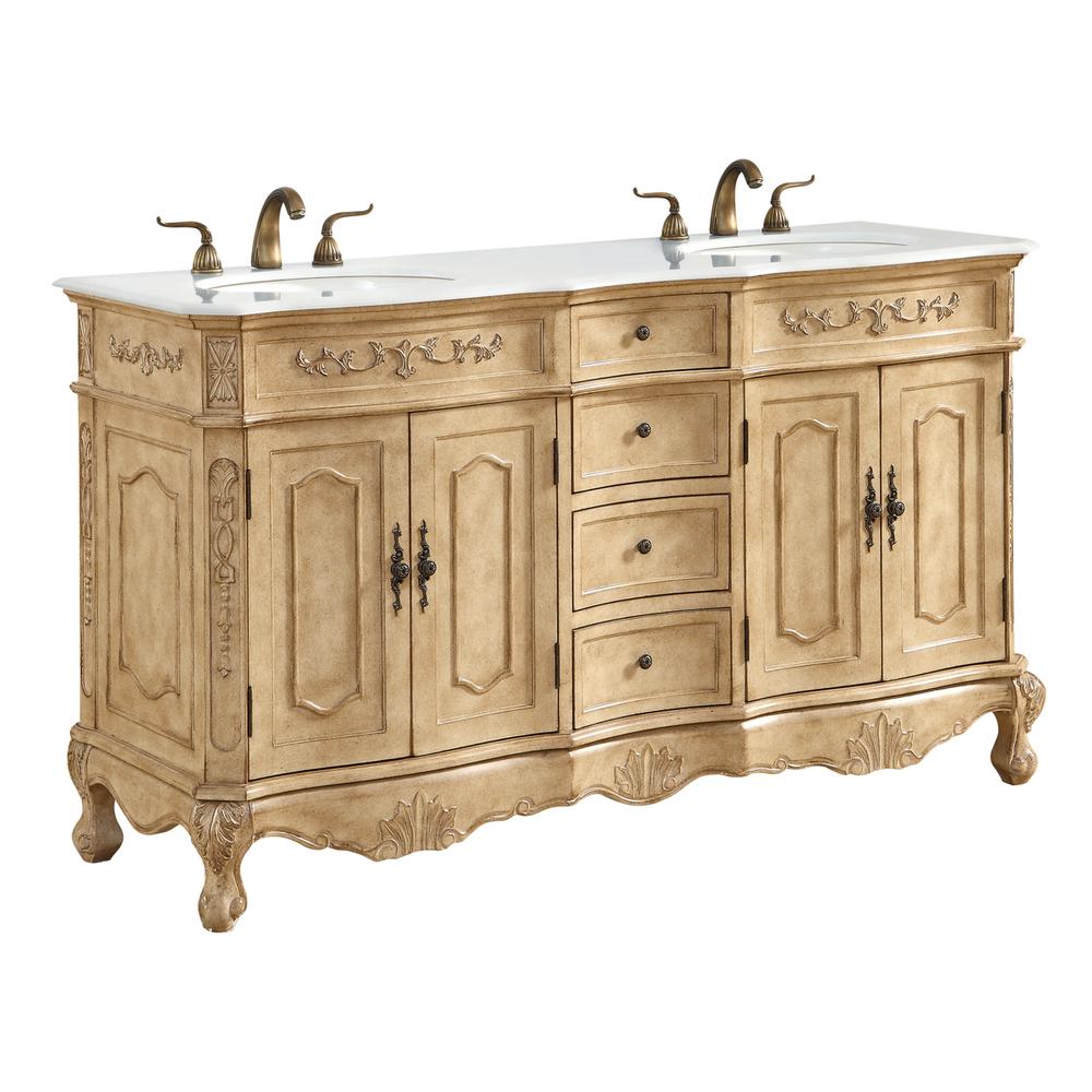 60 inch Double Bathroom vanity in Antique Beige. Picture 12