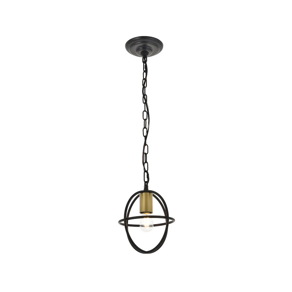 Octavia 1 Light Brass And Dark Brown Pendant. Picture 6