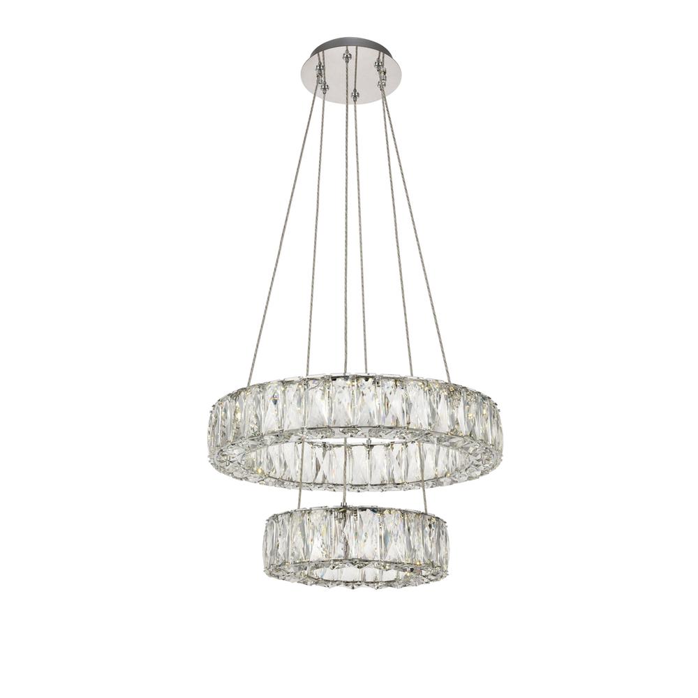 Monroe Integrated LED chip light Chrome Pendant Clear Royal Cut Crystal. Picture 2
