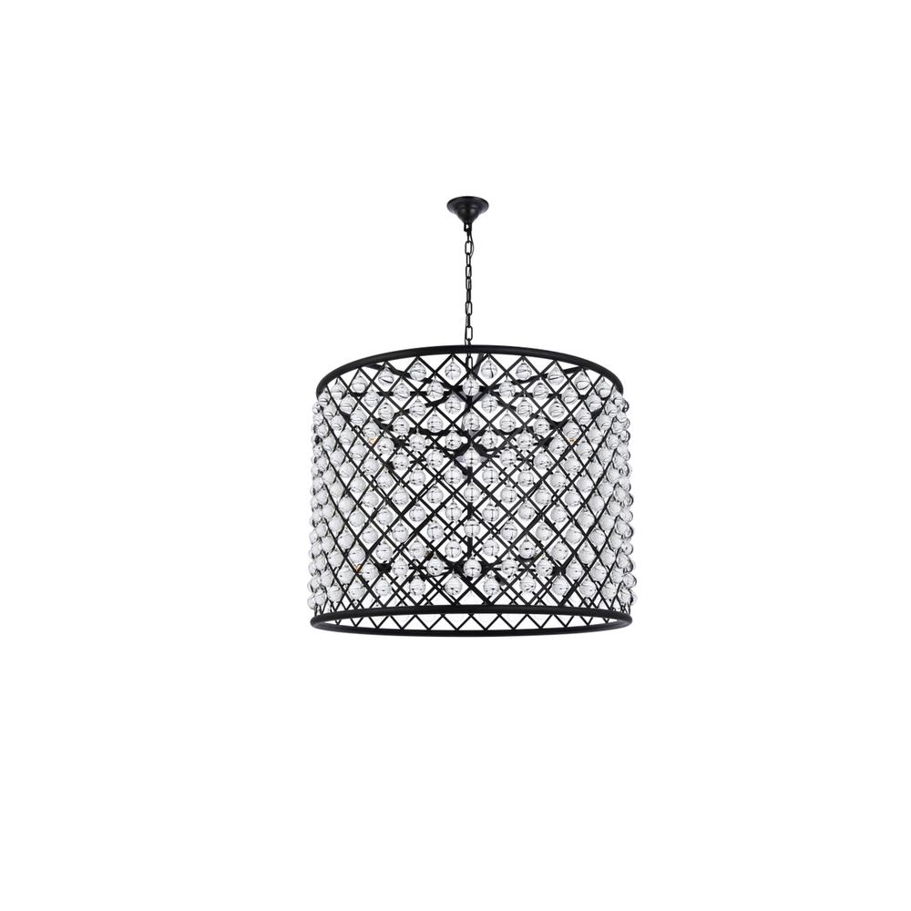 Madison 12 light Matte Black Chandelier Clear Royal Cut Crystal. Picture 6