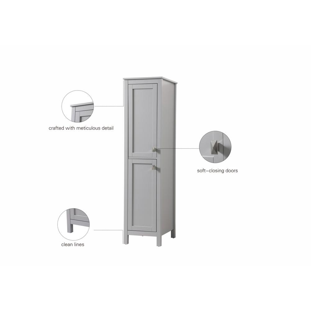 16 Inch Wide Bathroom Linen Storage Freestanding Cabinet In Grey. Picture 11