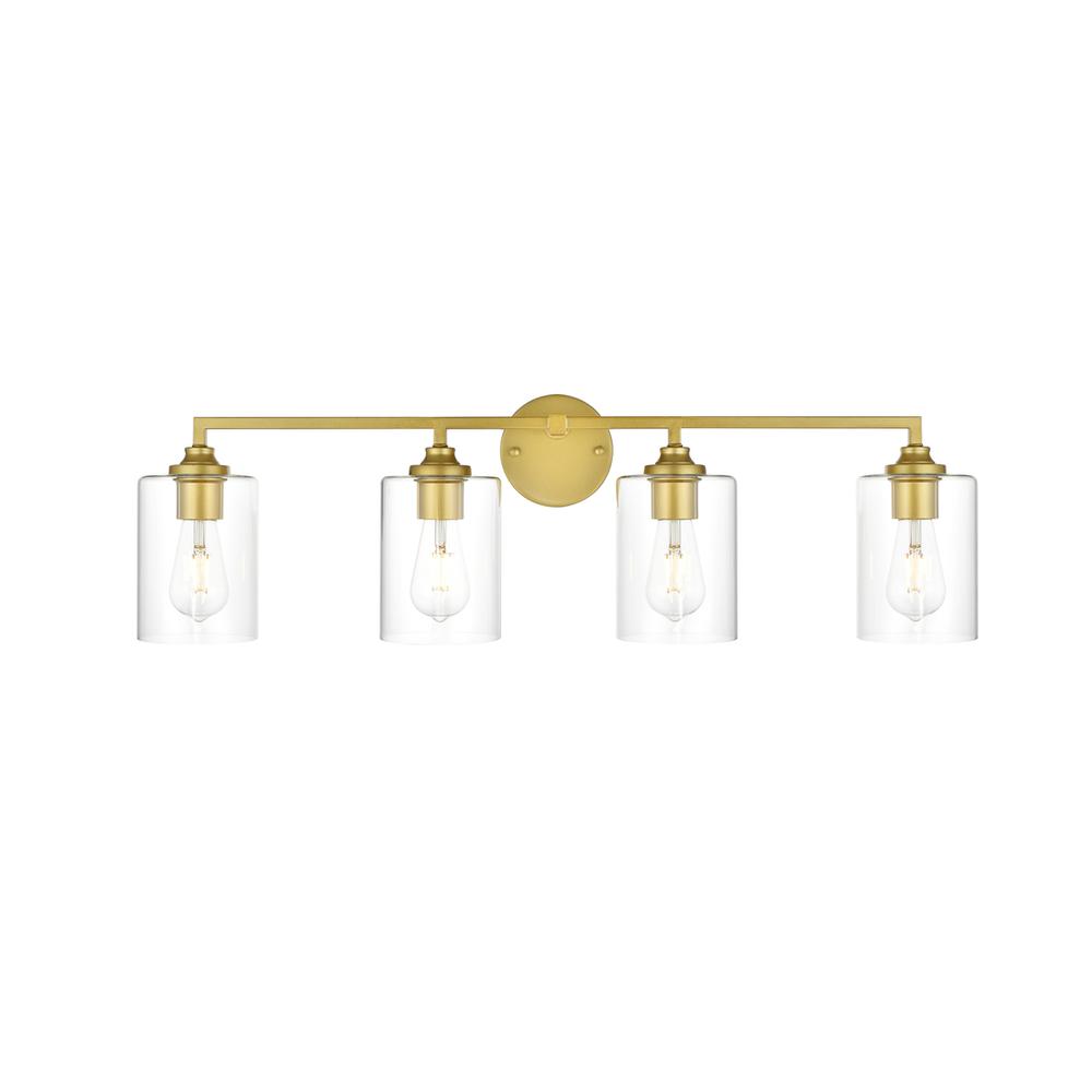Mayson 4 light Brass and Clear Bath Sconce. Picture 1