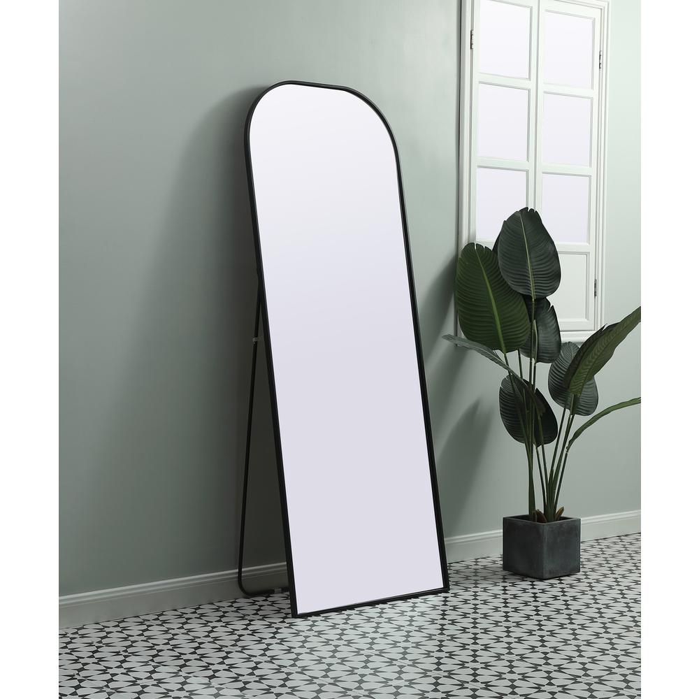 Metal Frame Arch Full Length Mirror 28x74 Inch in Black. Picture 2