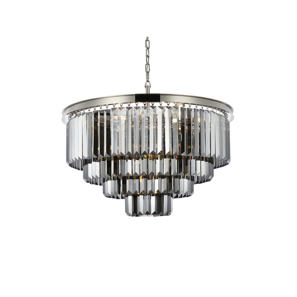 Sydney 17 light polished nickel Chandelier Silver Shade (Grey) Royal Cut Crystal. Picture 2