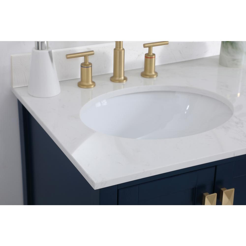 32 inch Single Bathroom Vanity in Blue with Backsplash. Picture 5