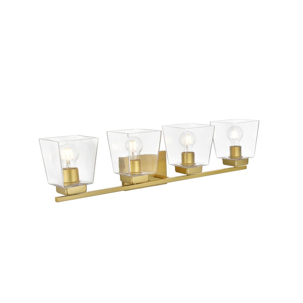 Merrick 4 light Brass and Clear Bath Sconce. Picture 3