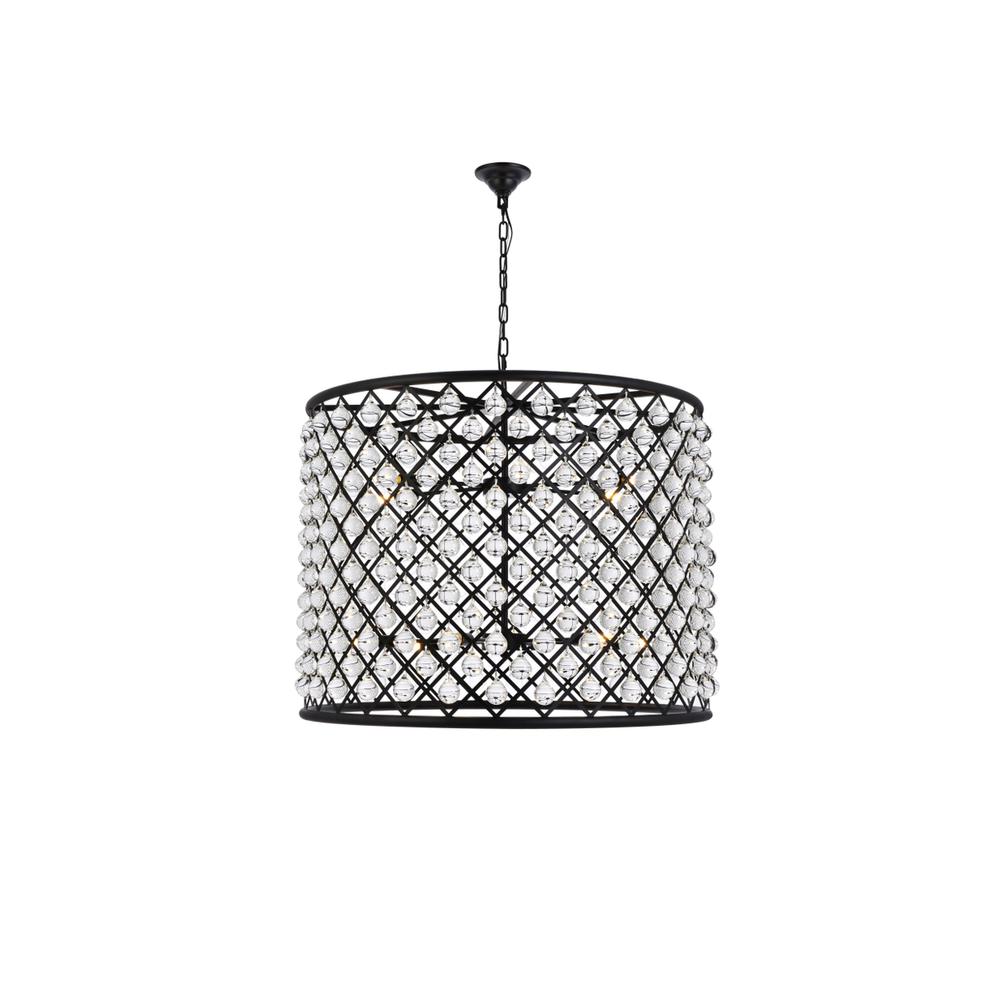 Madison 12 light Matte Black Chandelier Clear Royal Cut Crystal. Picture 1