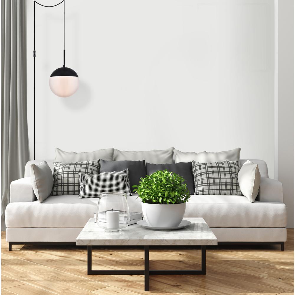 Eclipse 1 Light Black plug in pendant With Frosted White Glass. Picture 6