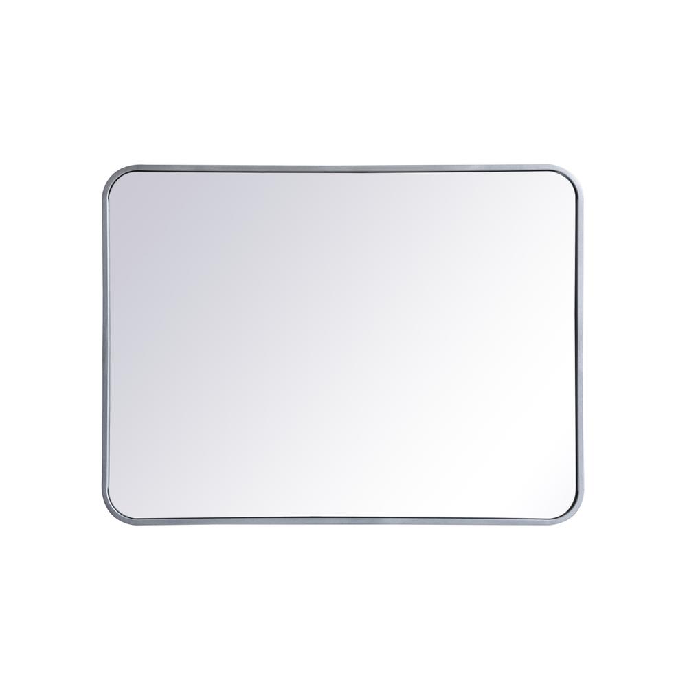 Soft corner metal rectangular mirror 24x32 inch in Silver. Picture 1