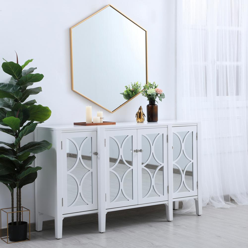 Metal frame hexagon mirror 38 inch in Brass. Picture 3