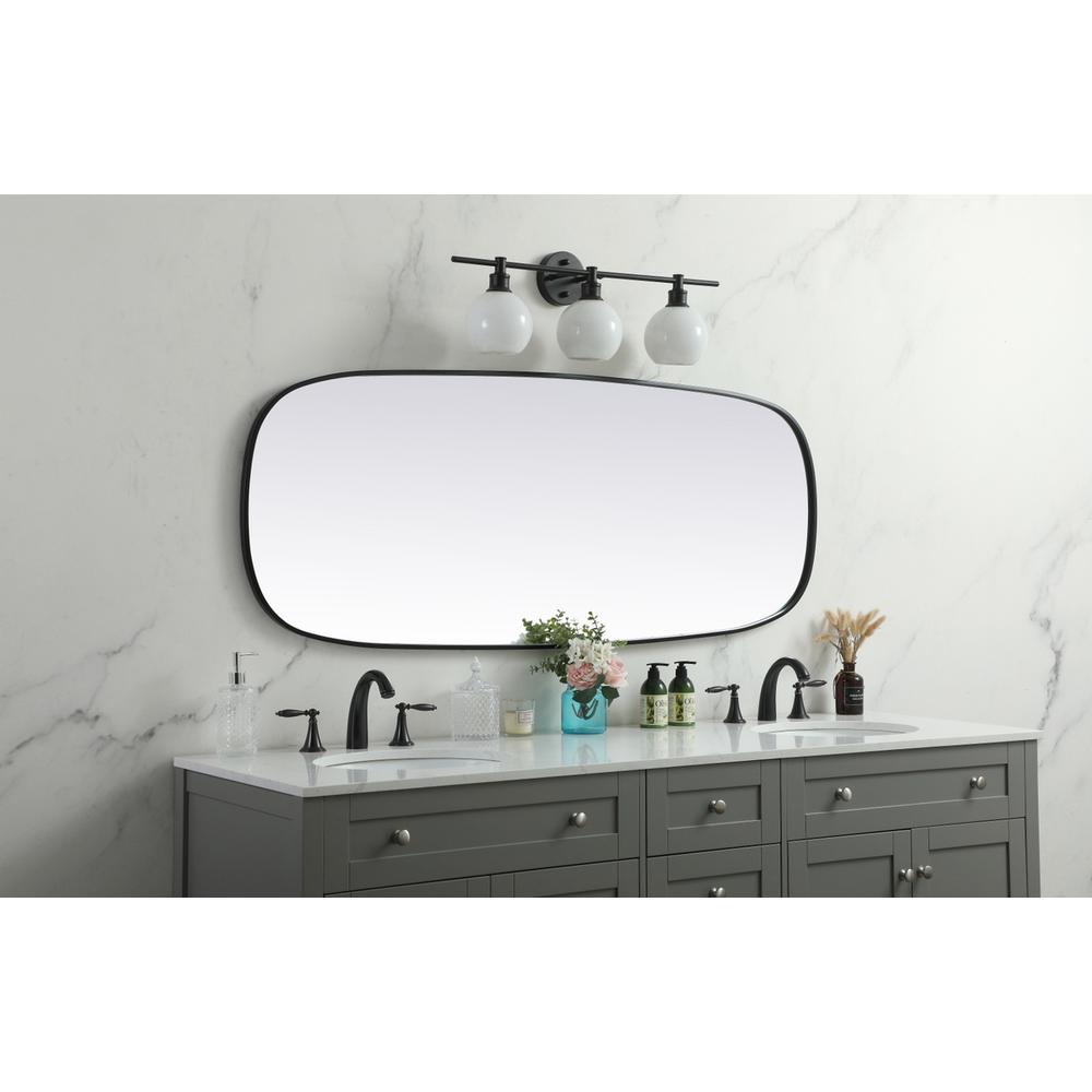 Metal Frame Oval Mirror 24x60 Inch in Black. Picture 4