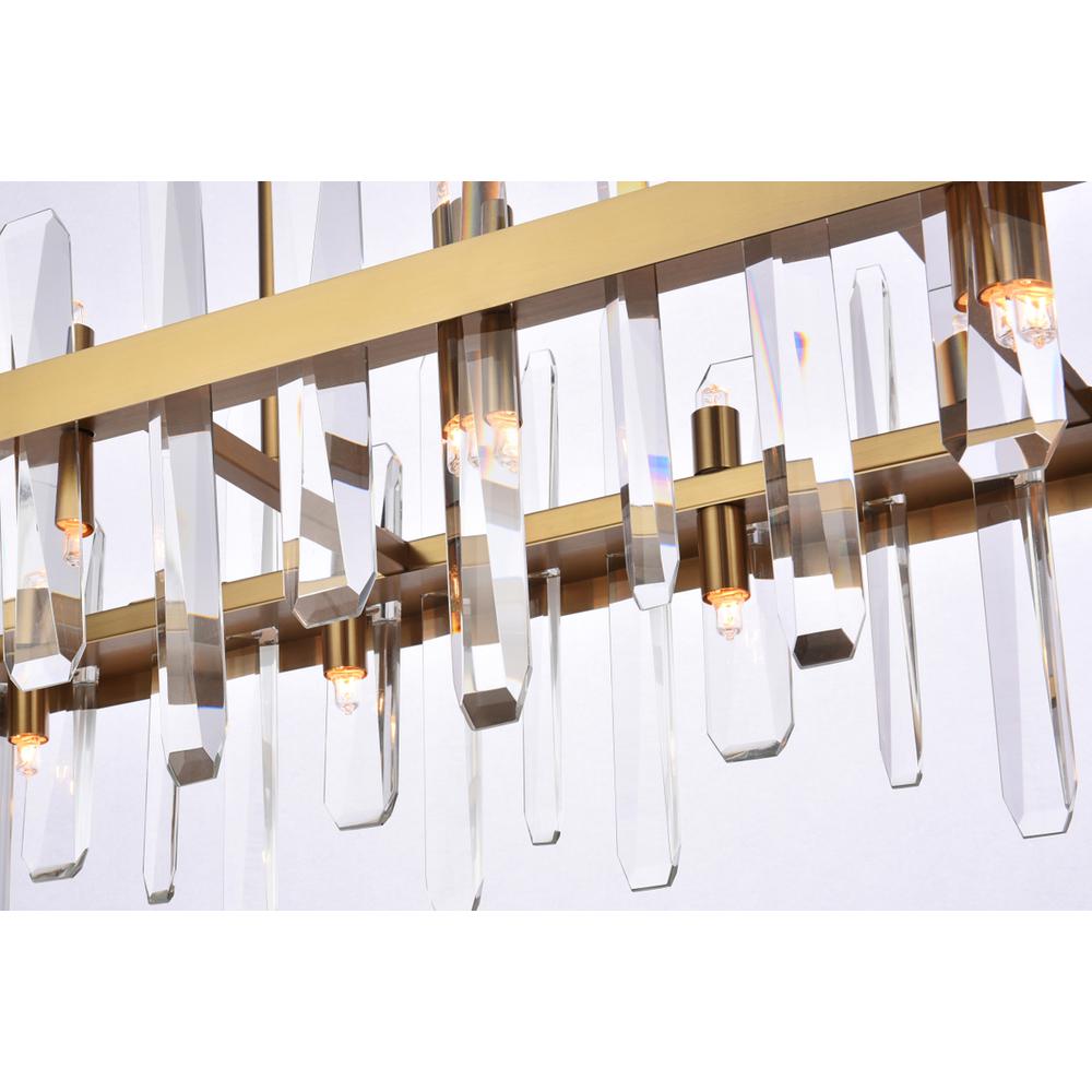 Serena 36 inch crystal rectangle chandelier in satin gold. Picture 3