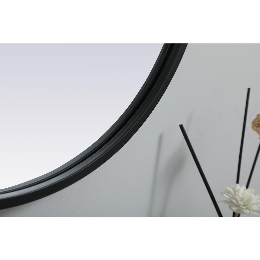 Metal Frame Oval Mirror 20x36 Inch in Black. Picture 6