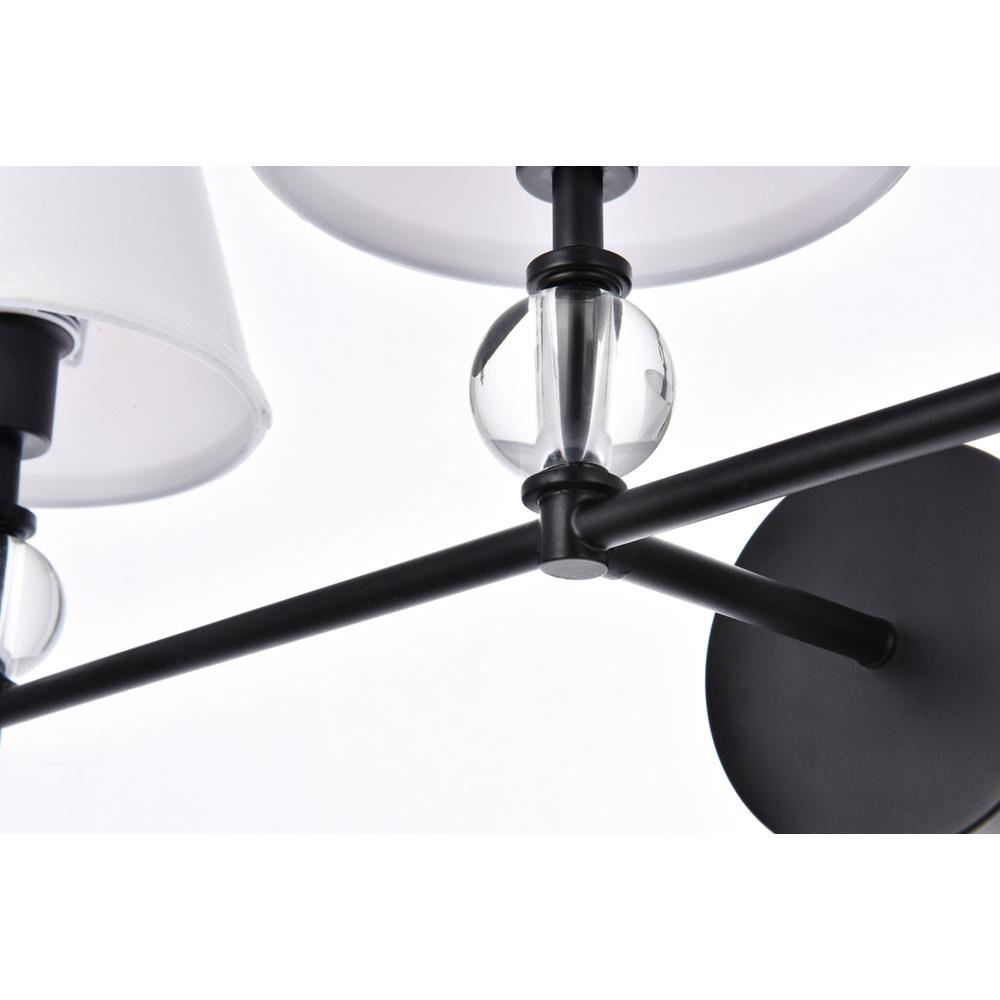 Bethany 3 lights bath sconce in black with white fabric shade. Picture 3