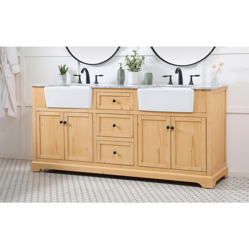72 inch double bathroom vanity in natural wood. Picture 2