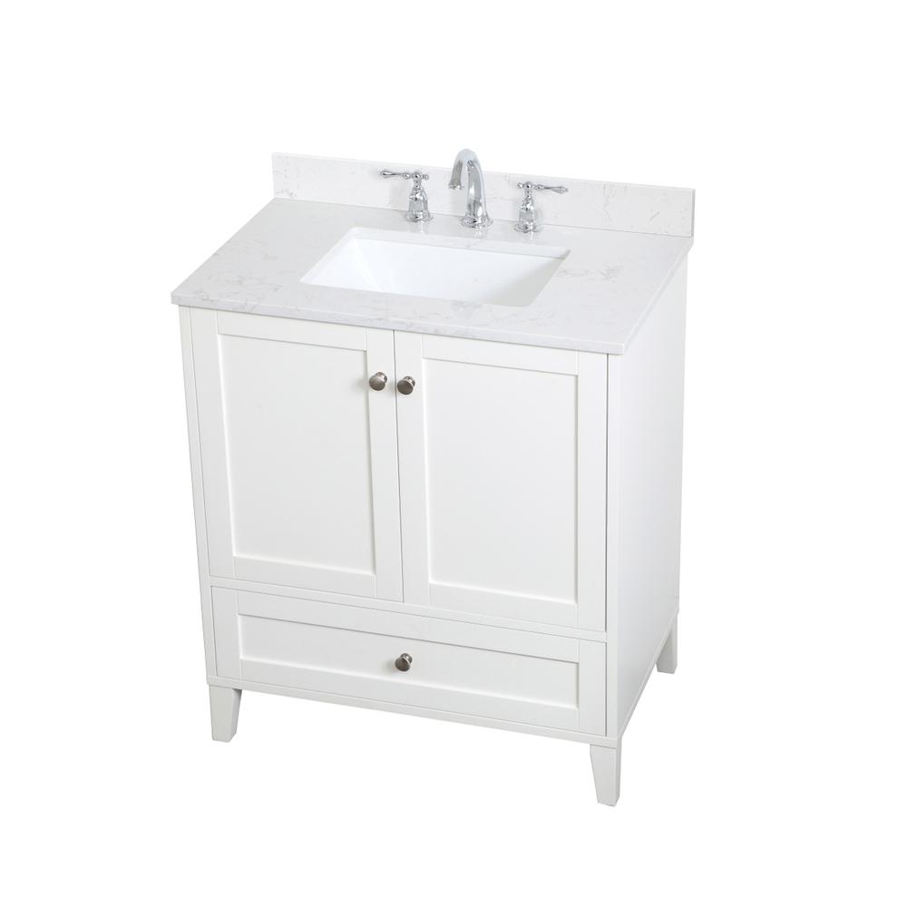 30 inch Single Bathroom Vanity in White with Backsplash. Picture 8