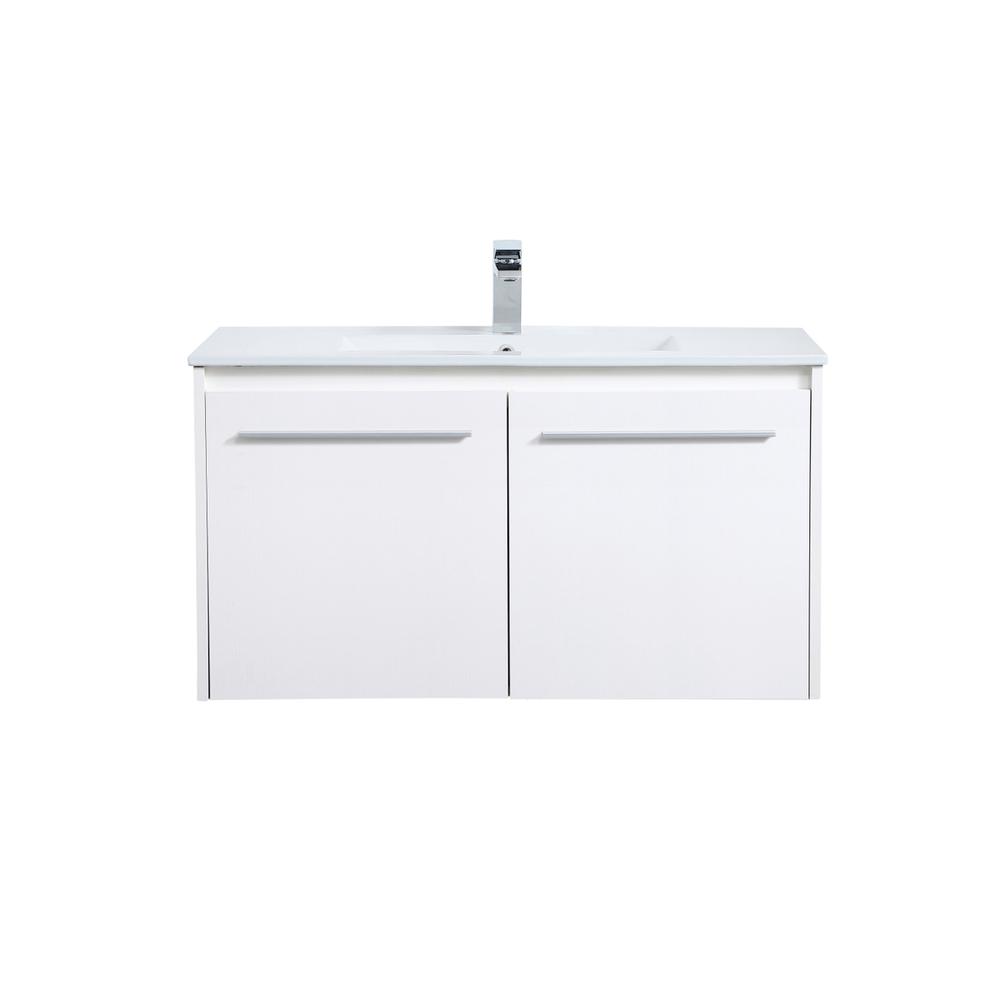 36 inch  Single Bathroom Floating Vanity in White. Picture 1