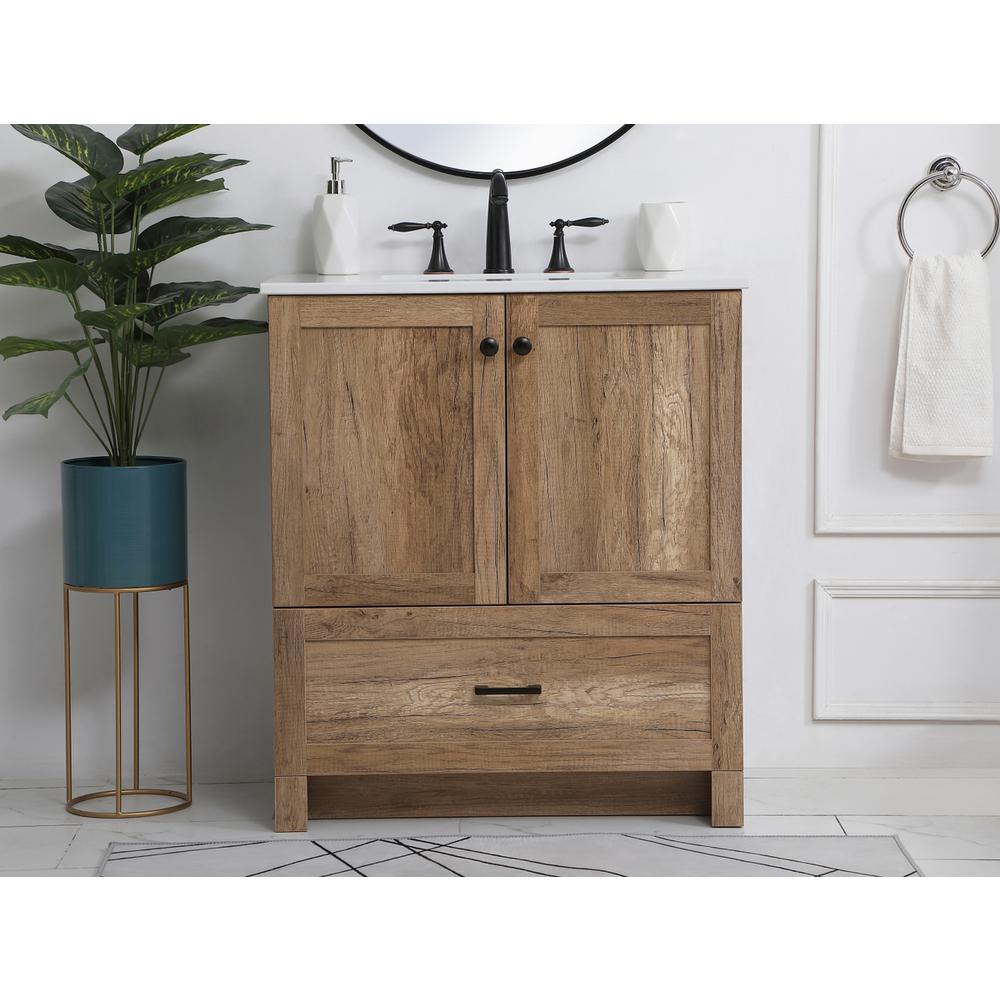 30 inch Single Bathroom Vanity in Natural oak. Picture 14