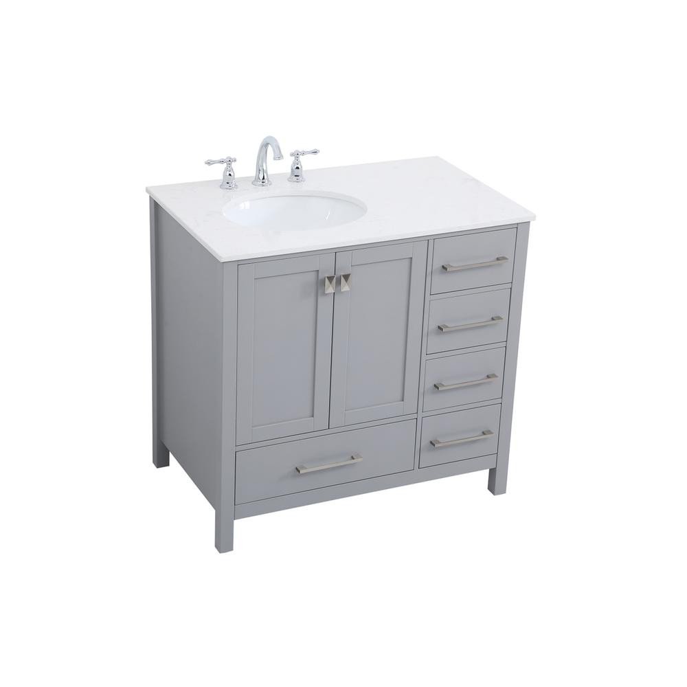 36 inch Single Bathroom Vanity in Gray. Picture 7