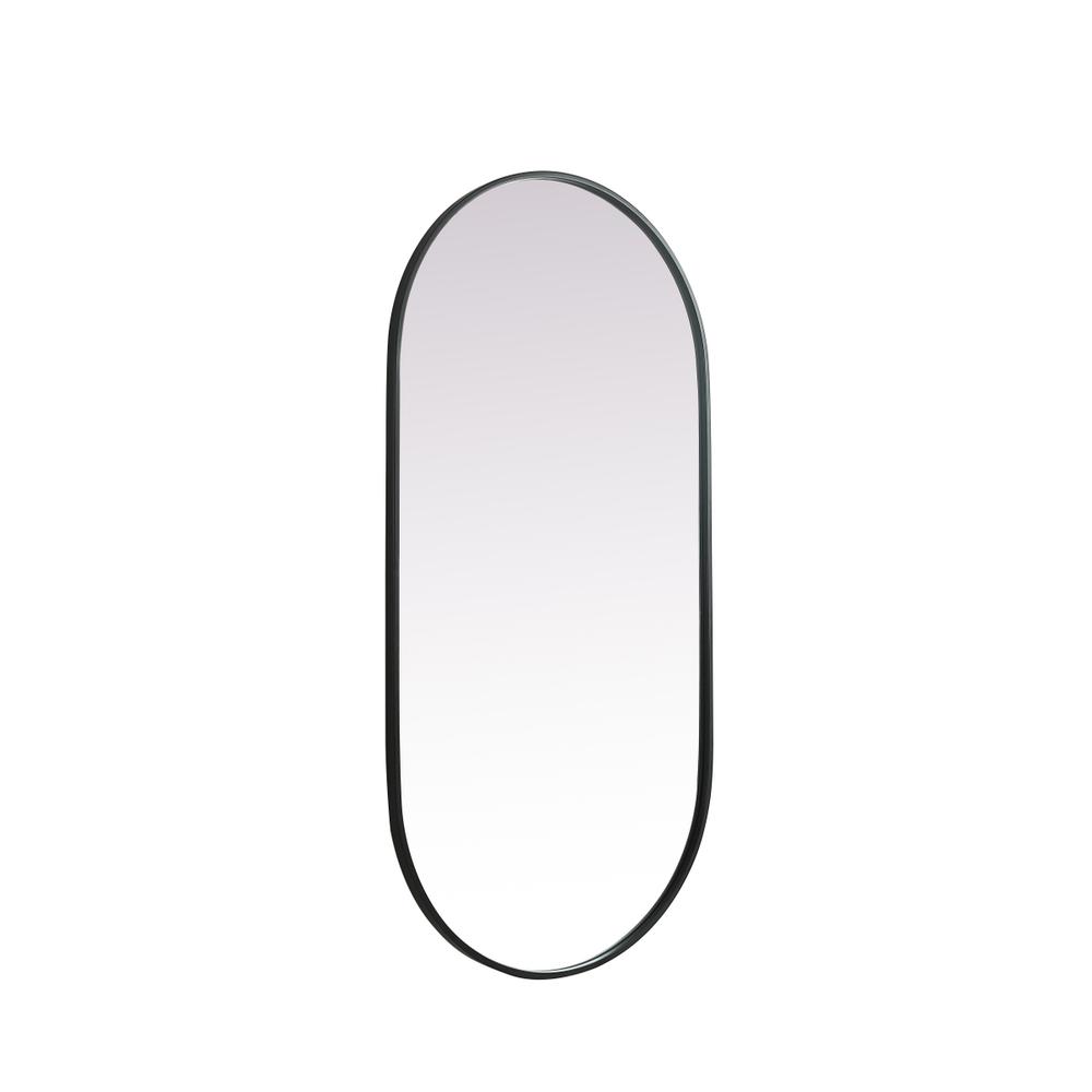 Metal Frame Oval Mirror 24x48 Inch in Black. Picture 7