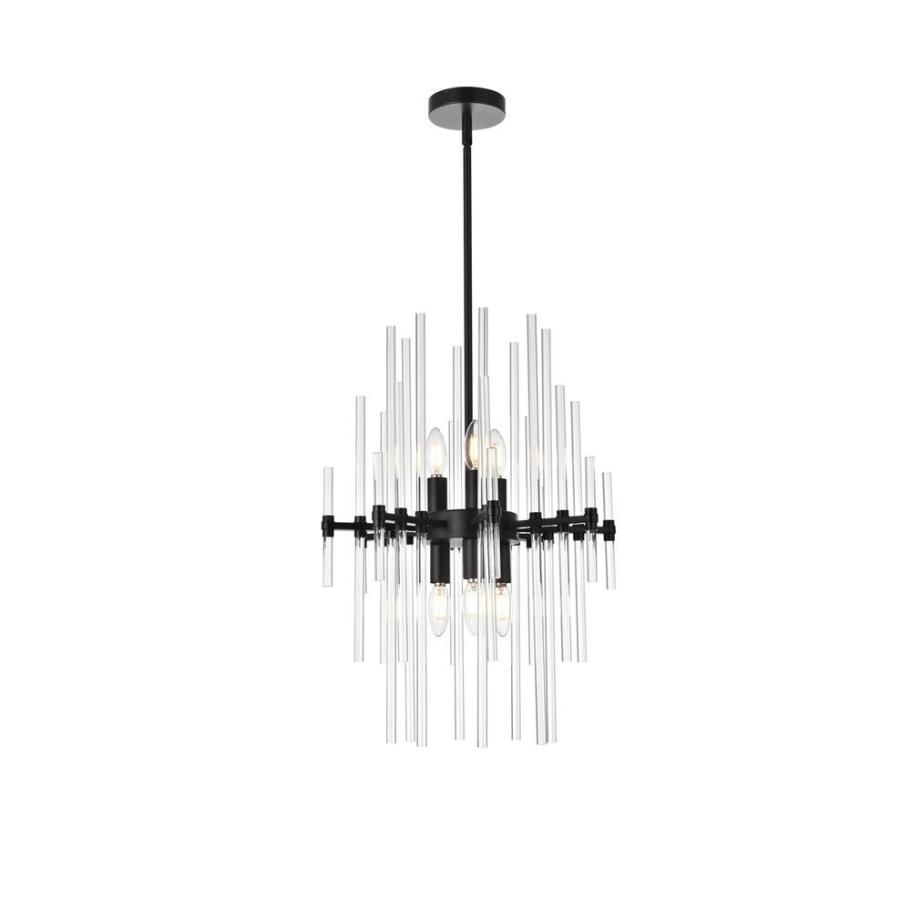 Sienna 17 inch crystal rod pendant in black. Picture 1