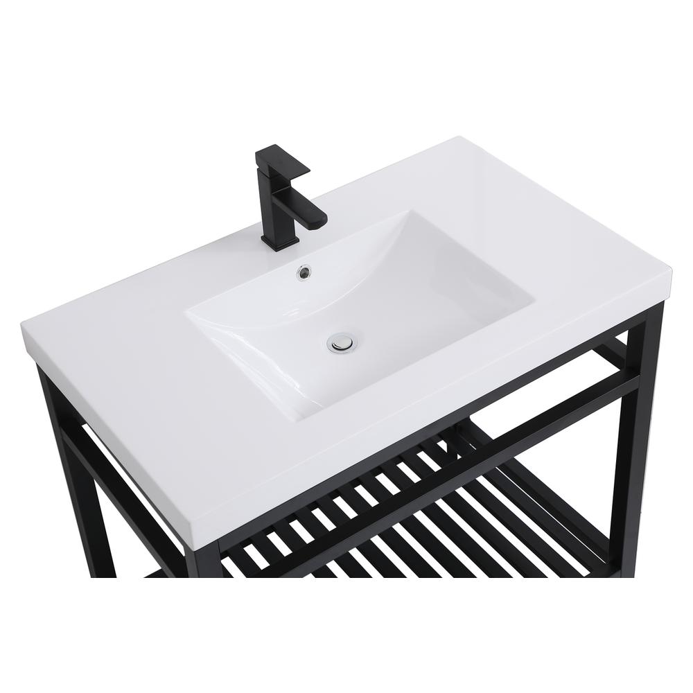 36 inch Single Bathroom Metal Vanity in Black. Picture 8