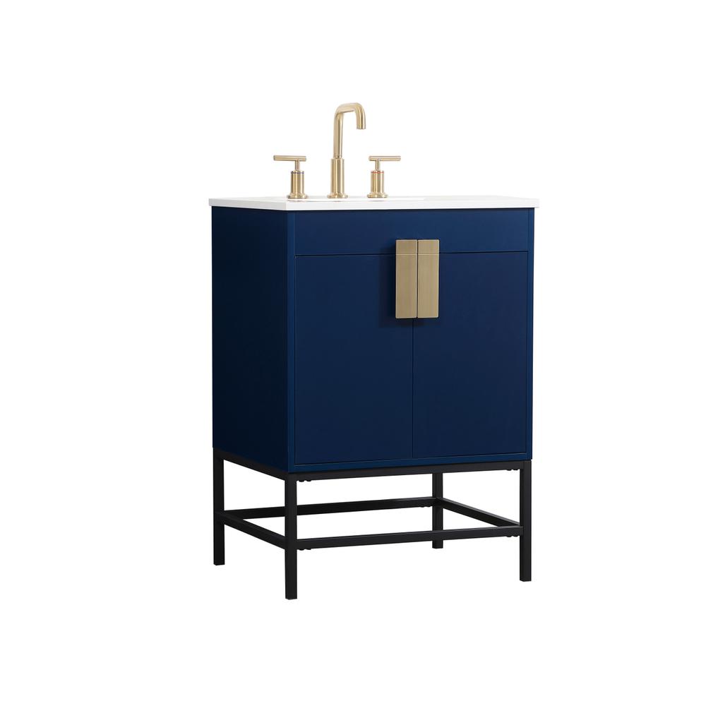 24 inch Single bathroom vanity in blue. Picture 7