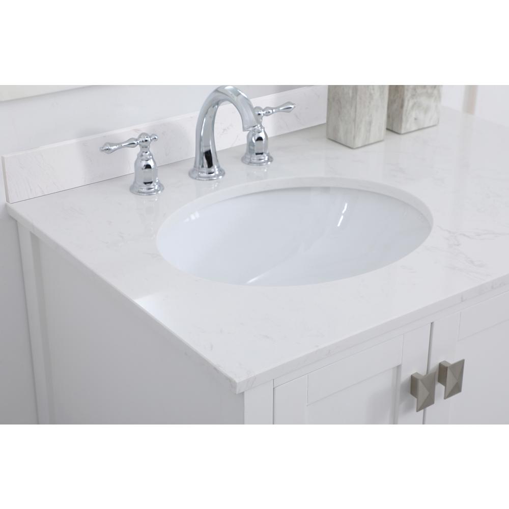 32 inch Single Bathroom Vanity in White with Backsplash. Picture 5