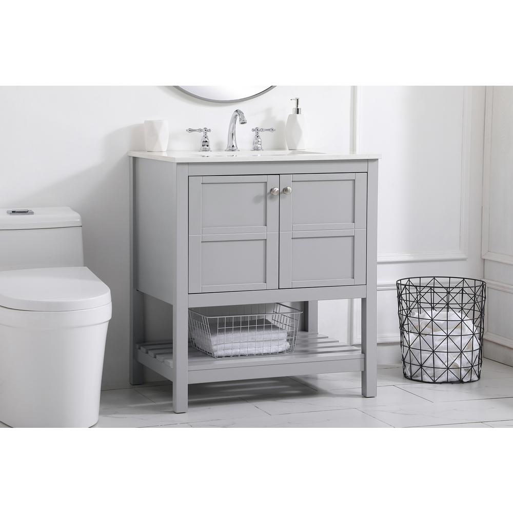 30 inch Single Bathroom Vanity in Gray. Picture 2