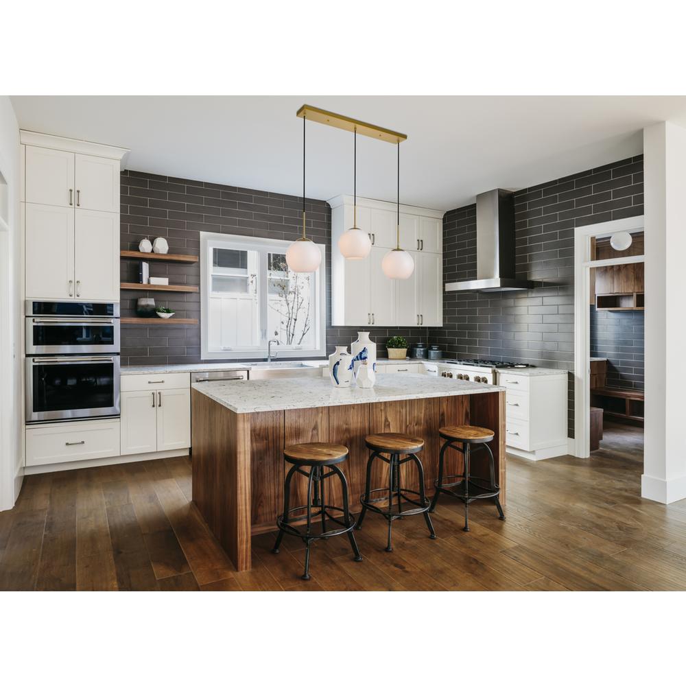 Baxter 3 Lights Brass Pendant With Frosted White Glass. Picture 6