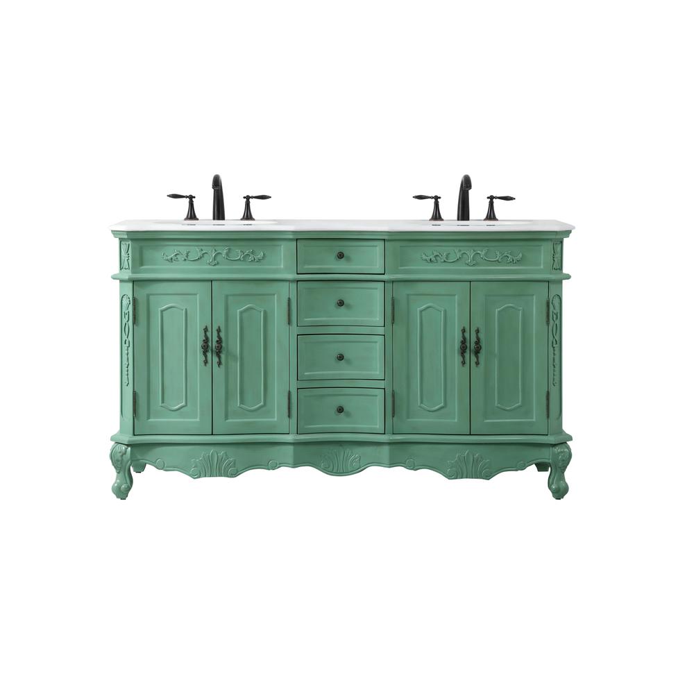 60 inch double Bathroom vanity in vintage mint. Picture 1