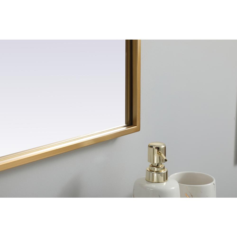 Metal Frame Arch Mirror 33x24 Inch in Brass. Picture 6