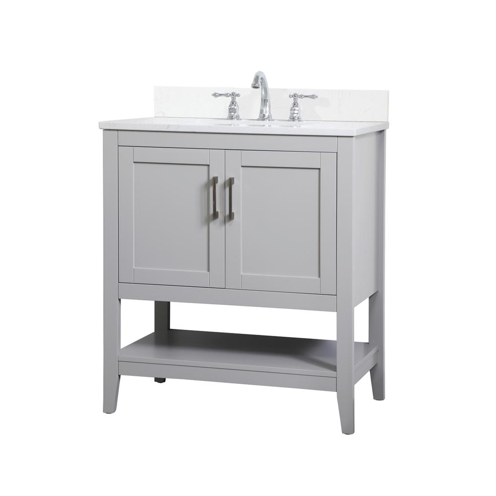 30 inch Single Bathroom Vanity in Grey with Backsplash. Picture 7