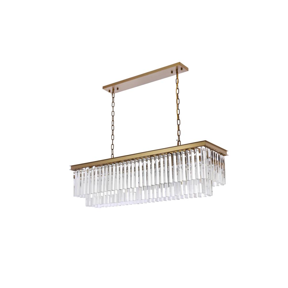 Sydney 50 inch rectangle crystal chandelier in satin gold. Picture 6