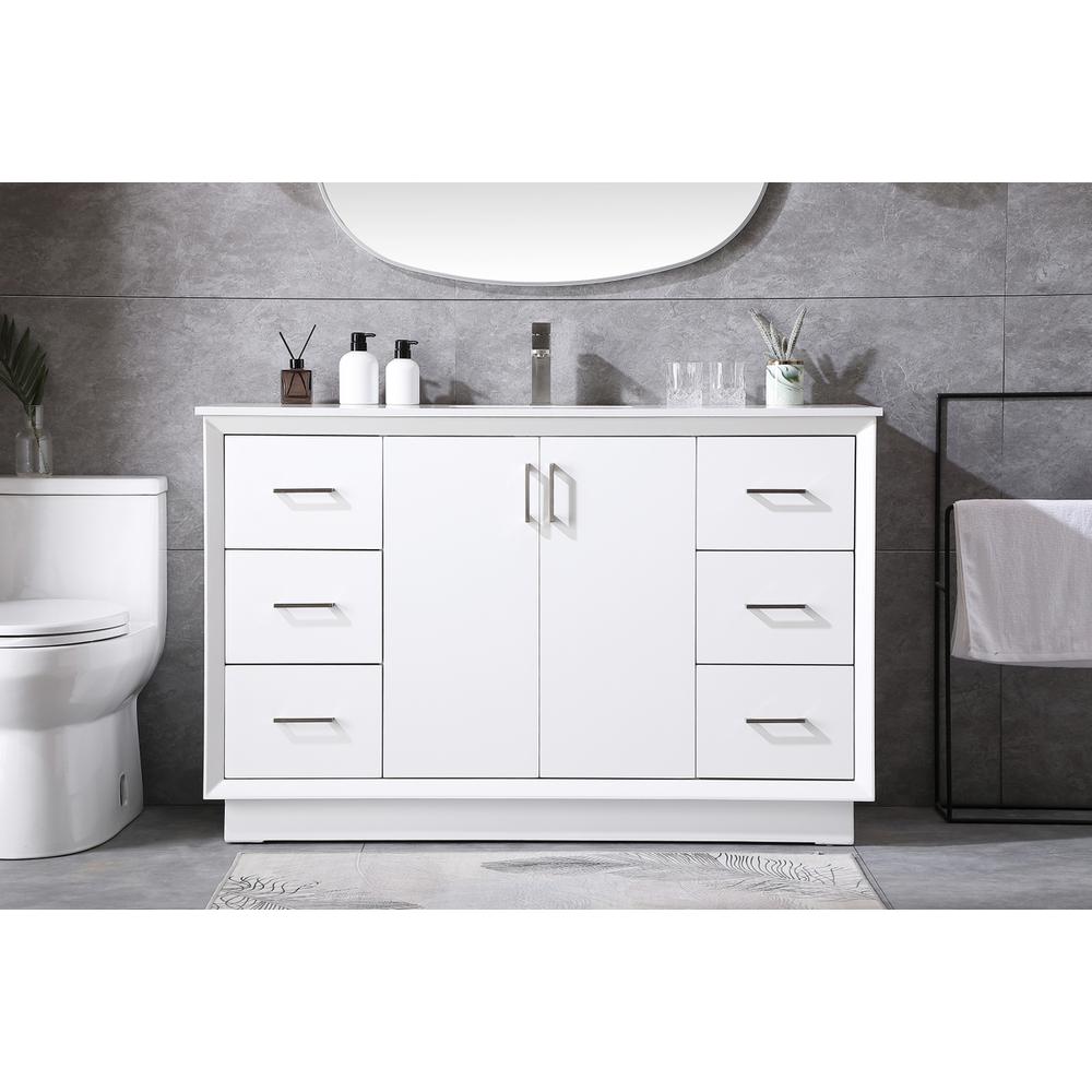 54 Inch SIngle Bathroom Vanity In White. Picture 14