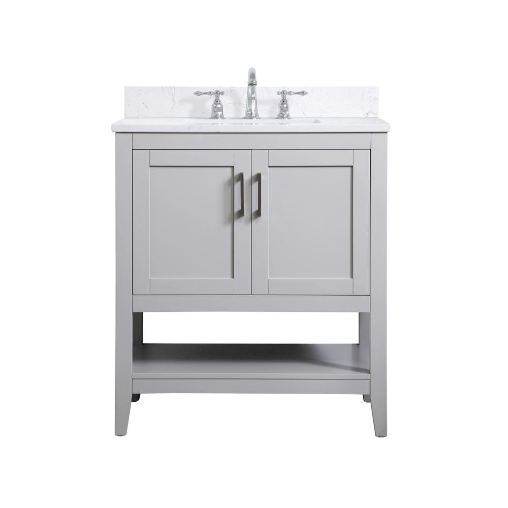 30 inch Single Bathroom Vanity in Grey with Backsplash. Picture 1